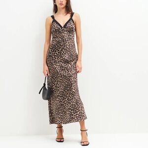 Reformation Neola Silk Dress Brown - Size M